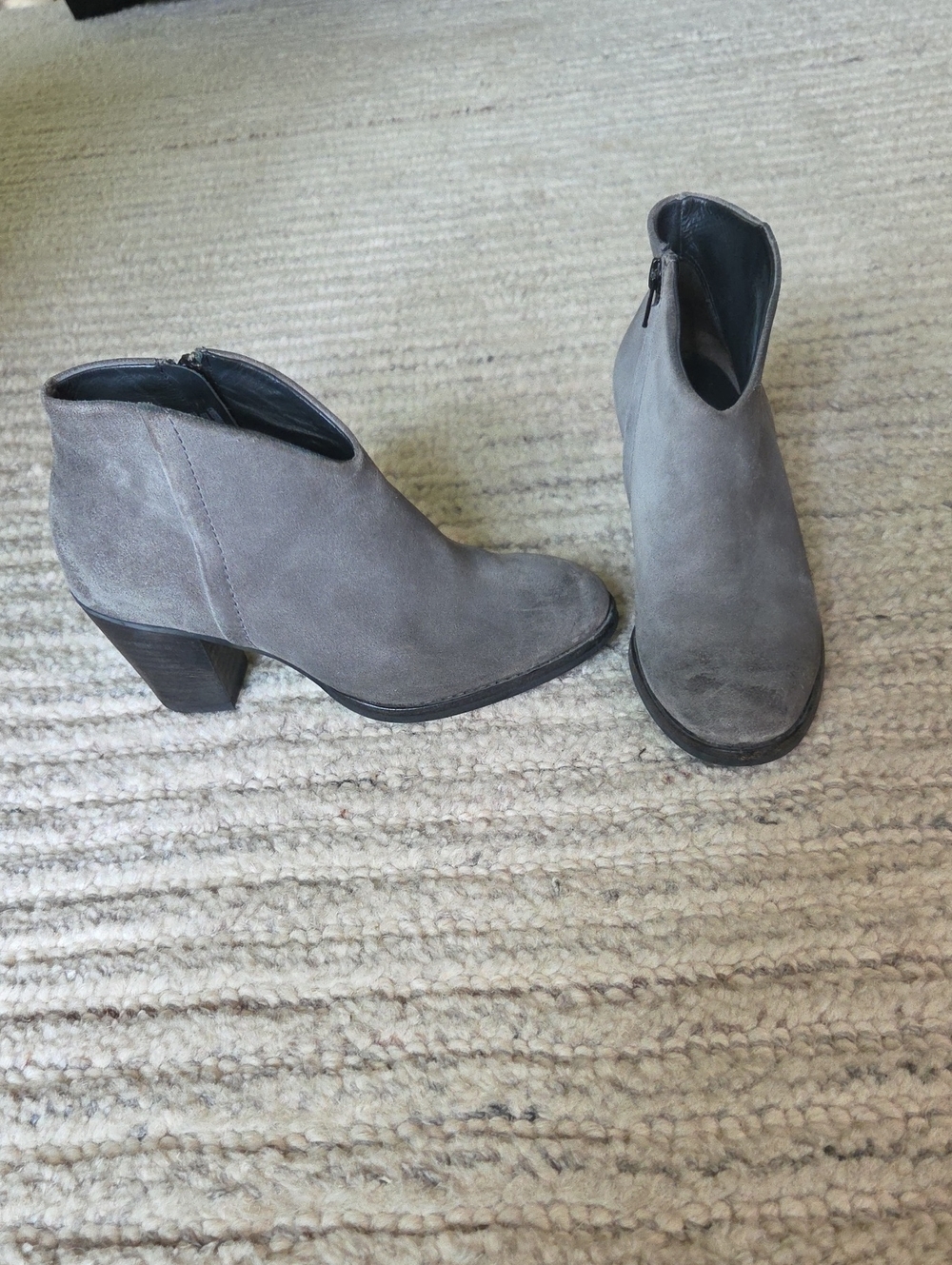 Paul Green Grey Suede Ankle Booties with Side Zip